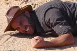 Guy wordt gestoken door monster wesp