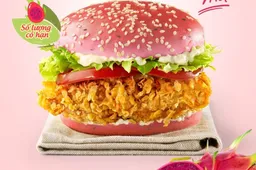 KFC Vietnam lanceert de dragonfruit burger en heeft een roze broodje