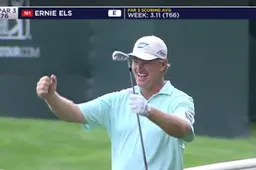 Golfprof Ernie Els is in topvorm en rockt een hole-in-one