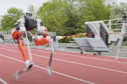 Jamaicaanse taferelen op de atletiekbaan met robot Cassie 