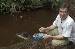 Waaghals houdt alligator in tuin en voert hem al 47 jaar pizza