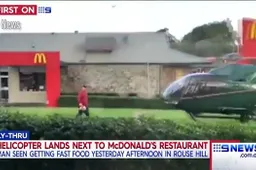 Rijke papi landt helikopter naast McDonalds om een burgertje te scoren