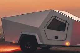 Deze caravan van Polydrop lijkt bizar veel op de Tesla Cybertruck