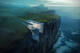 Designer ontwerpt sick gebouw in een cliff in IJsland met waanzinnig uitzicht op zee