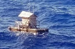 Indonesische knul dobbert wekenlang met een vlot op zee