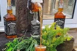 Man bouwt na dronken bui Jack Daniels fonteintje