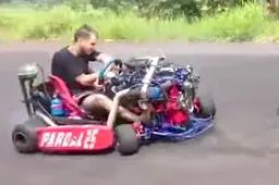 Dude bouwt zijn kart om tot asfalt vretend beest