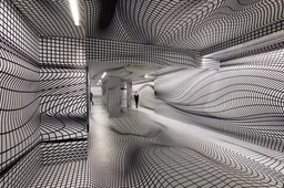 Door de optische illusies van Peter Kogler space je ‘m de pan uit