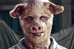 Idiote film over monsterlijke varkens en vrouwen met snorren