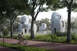 Een 3D-huis vers uit de printer in Eindhoven