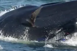 Duiker wordt opgeslokt door walvis tijdens het filmen van sardientjes
