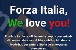 Pornhub Italië deelt een maand lang free-premium abonnementen uit in de strijd tegen corona
