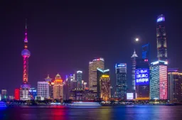 Dankzij deze ontzettend grote foto kun je Shanghai vanaf je bank bekijken