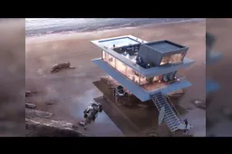 Dit strandhuis zou niet misstaan in een 007-film
