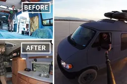 Dude bouwt busje van zijn oma om tot camper en reist de wereld rond