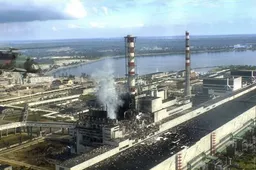 De nieuwe sarcofaag om de kernreactor in Tsjernobyl is geplaatst