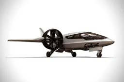 Supertof concept voor futuristisch vliegtuig dat opstijgt als een chopper