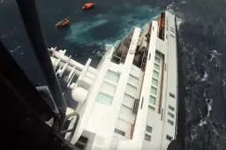 Vette beelden van kustwacht die opvarenden van zinkend superjacht redden