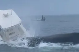 Gigantische walvis springt op vissersbootje voor Amerikaanse kust