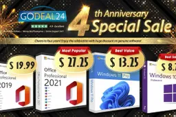 Celebrate the 4th Anniversary of Godeal24. Office 2021 Pro key is only $17.25/PC! Save more than 90%!