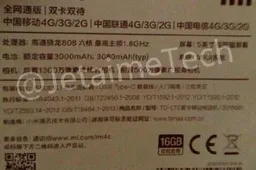 Xiaomi Mi4C packaging tells of SD808 but no SD card