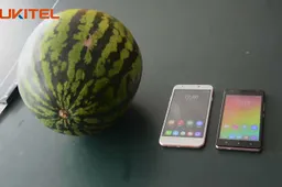 Another crazy crash test video - Oukitel U7 stuffed in the melon and falling