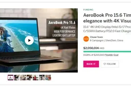 CHUWI AeroBook Pro 15.6 gets a new Indiegogo stretch goal