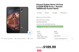 Redmi Note 2 Prime and 10,000mAh power bank only $189.99 today
