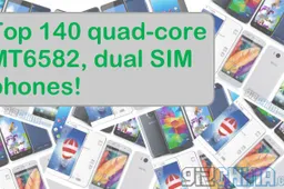 Top 140 quad-core MT6582 dual sim phones listed with specifications