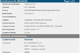 ZTE's entry-level Swtich X1 spotted at the WiFi certification database, runs Android v2.3