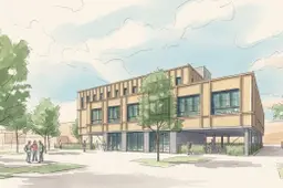 3D-impressie nieuwbouw - zicht vanaf Beroepscampus
