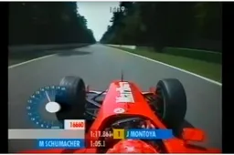 Schumacher schiet met 350km/u over Hockenheim tijdens kwalificatie in 2001!