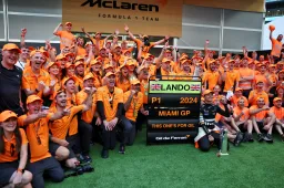 Fred Vasseur sneakily gets involved in Norris' paddock celebrations