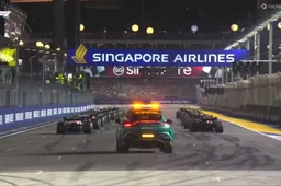 Sainz holds onto lead, as Hamilton cuts Turn 1 at the Singapore Grand Prix