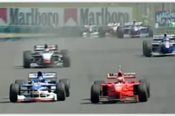 Damon Hill knokt zich knap naar P1 tijdens GP Hongarije in 1997