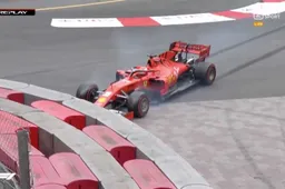 Vettel bijna met zijn neus vol in de muur tijdens VT2 Monaco