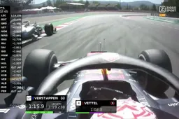 Verstappen moet op het laatste moment uitwijken voor Bottas tijdens VT1