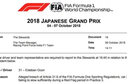 Ocon hangt gridstraf boven het hoofd