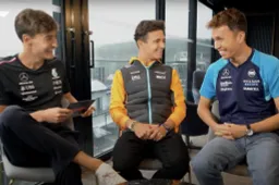 Hilarious: Norris, Russell and Albon judge each other's careers