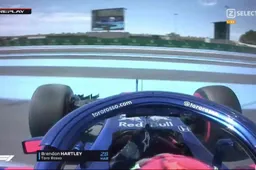 Hartley naast de baan tijdens VT1 Frankrijk