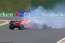 Verstappen over de limiet tijdens VT3, hij spint zijn RB16