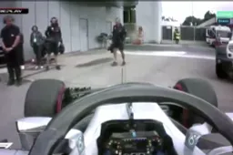 Valtteri Bottas drift vlak voor de FIA keuring tijdens de kwalificatie in Italië