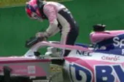 Watch: Sergio Perez crashes out of FP1