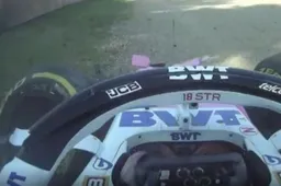Stroll hits the barriers hard after puncture