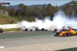 WATCH: TRIPLE CRASH! Grosjean takes out Gasly and Hulkenberg!