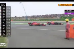Verstappen op het gras bij inhaalactie op Vettel