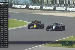 Verstappen vergaloppeert zich in duel met Hamilton in Hongarije