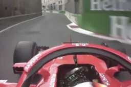 Dit is de pole position ronde van Sebastian Vettel tijdens de kwalificatie in Baku
