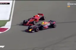 Max Verstappen tikt bijna Kimi Raikkonen van de baan