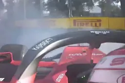 Charles Leclerc spint zijn Ferrari aan het einde van VT2 Australië